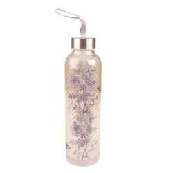 Clayre & Eef Bouteille en verre 650 ml Verre Rond Fleurs