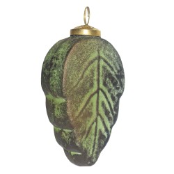 Clayre & Eef Boule de Noël 7x4x13 cm Vert Marron Verre