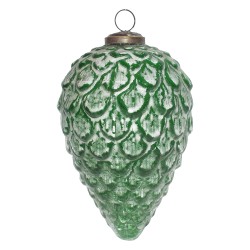 Clayre & Eef Christmas Bauble Ø 10 cm Green Glass