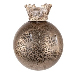 Clayre & Eef Christmas Bauble Ø 8 cm Brown Glass Plastic Crown