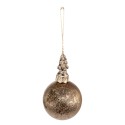 Clayre & Eef Christmas Bauble Ø 8 cm Brown Glass Plastic Christmas Tree