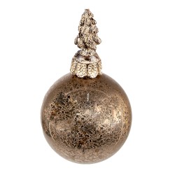 Clayre & Eef Christmas Bauble Ø 8 cm Brown Glass Plastic Christmas Tree