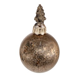 Clayre & Eef Christmas Bauble Ø 7 cm Brown Glass Plastic