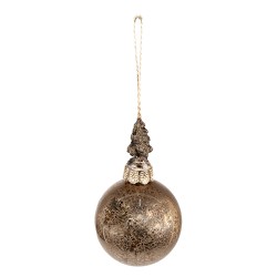 Clayre & Eef Christmas Bauble Ø 7 cm Brown Glass Plastic