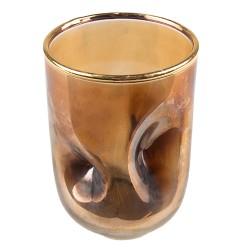 Clayre & Eef Tealight Holder Ø 7x10 cm Gold colored Glass