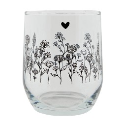 Clayre & Eef Verre d'eau 300 ml Verre Fleurs