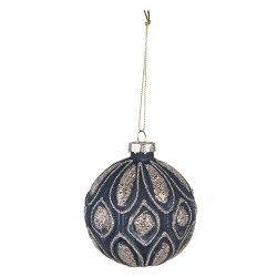 Clayre & Eef Kerstbal Set van 4  Ø 8 cm Blauw Glas