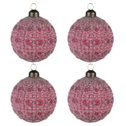 Clayre & Eef Kerstbal Set van 4  Ø 8 cm Rood Glas