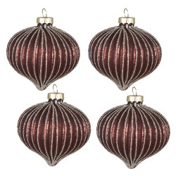 Clayre & Eef Christmas Bauble Set of 4 Ø 8 cm Red Glass