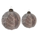 Clayre & Eef Boule de Noël set de 2 Ø 10 / Ø 8 cm Marron Verre