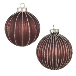 Clayre & Eef Boule de Noël set de 2 Ø 8 cm Rouge Verre