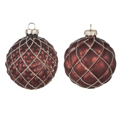 Clayre & Eef Boule de Noël set de 2 Ø 8 cm Rouge Verre