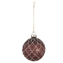 Clayre & Eef Christmas Bauble Set of 2 Ø 8 cm Red Glass