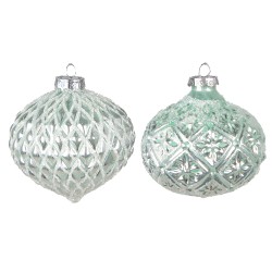 Clayre & Eef Palla di natale set di 2 Ø 10 cm Verde Vetro