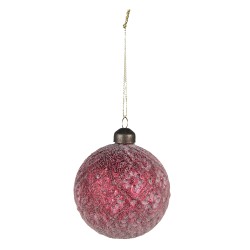 Clayre & Eef Kerstbal Set van 2  Ø 8 cm Rood Glas