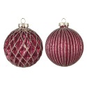 Clayre & Eef Christmas Bauble Set of 2 Ø 8 cm Red Glass