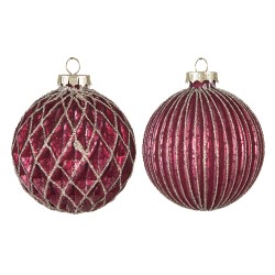 Clayre & Eef Kerstbal Set van 2  Ø 8 cm Rood Glas