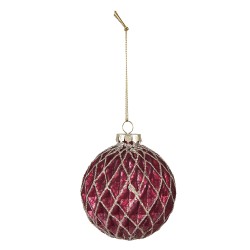 Clayre & Eef Kerstbal Set van 2  Ø 8 cm Rood Glas