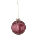 Clayre & Eef Christmas Bauble Set of 2 Ø 8 cm Red Glass