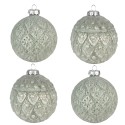 Clayre & Eef Boule de Noël set de 4 Ø 8 cm Vert Verre