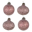 Clayre & Eef Christmas Bauble Set of 4 Ø 8 cm Red Glass