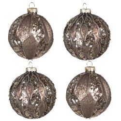 Clayre & Eef Kerstbal Set van 4  Ø 8 cm Bruin Glas