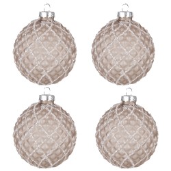 Clayre & Eef Kerstbal Set van 4  Ø 8 cm Bruin Glas