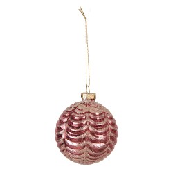 Clayre & Eef Kerstbal Set van 4  Ø 8 cm Rood Glas