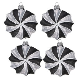 Clayre & Eef Christmas Bauble Set of 4 10 cm Black Grey Glass