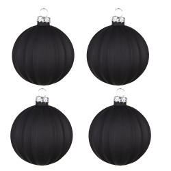 Clayre & Eef Christmas Bauble Set of 4 Ø 8 cm Black Glass