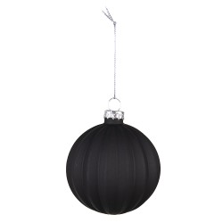 Clayre & Eef Christmas Bauble Set of 4 Ø 8 cm Black Glass