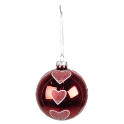 Clayre & Eef Christmas Bauble Set of 4 Ø 8 cm Red Glass