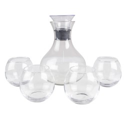 Clayre & Eef Karaffe mit Gläsern 1740 ml / 375 ml Glas Rund