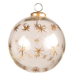 Clayre & Eef Kerstbal  Ø 12 cm Transparant Glas Sterren