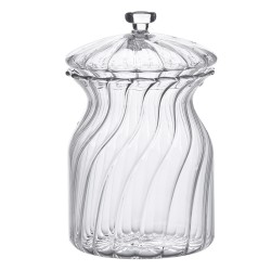 Clayre & Eef Couvercle de pot de stockage Ø 9x15 cm Verre Rond