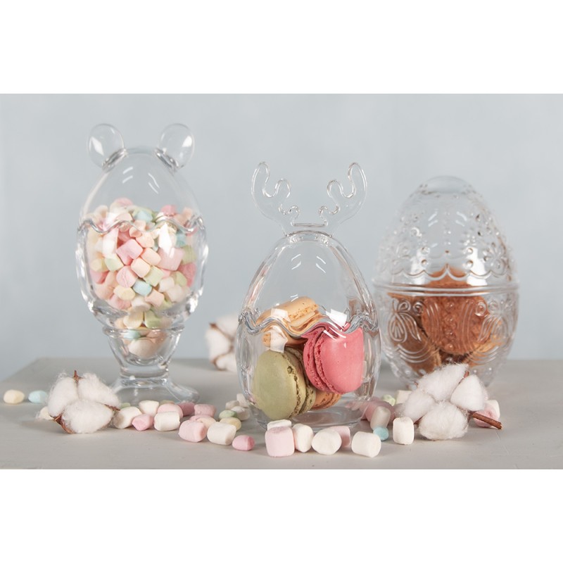 Clayre & Eef Glass Jar Ø 8x15 cm Transparent Glass Round