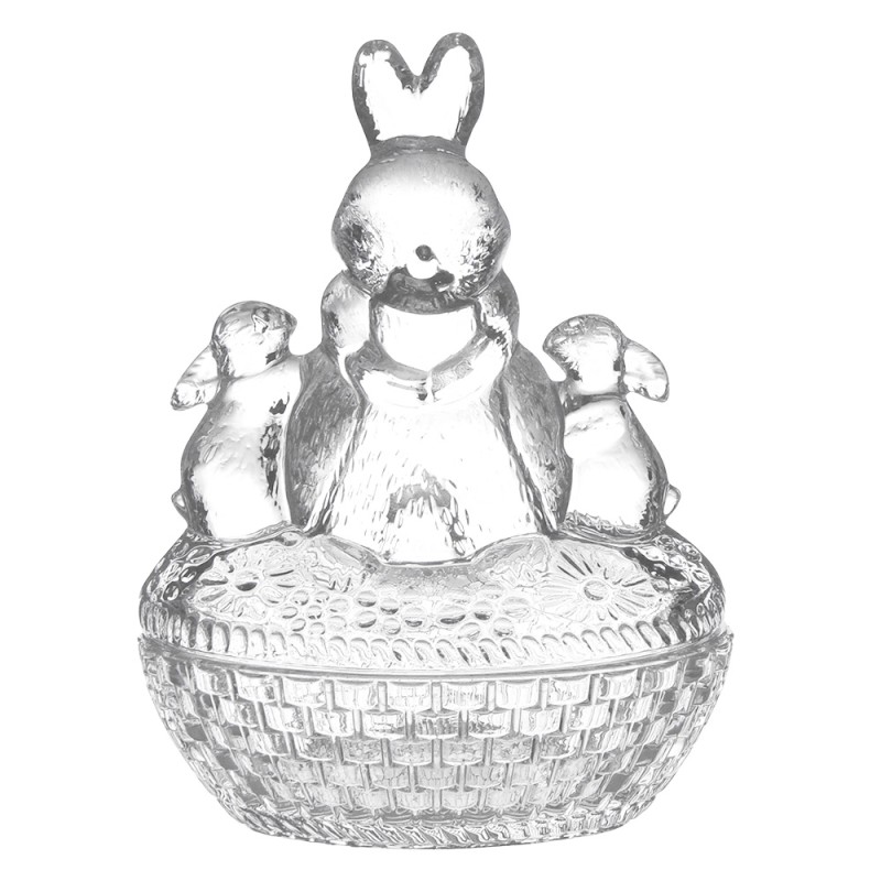 Clayre & Eef Pot en verre Lapin 12x9x17 cm Transparent Verre Ovale