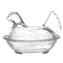 Clayre & Eef Pot en verre Poulet 17x13x13 cm Transparent Verre Ovale