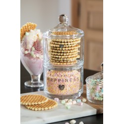 Clayre & Eef Storage Jar Lid Ø 10x21 cm Glass Round Heart Love it all / a little bit of happiness