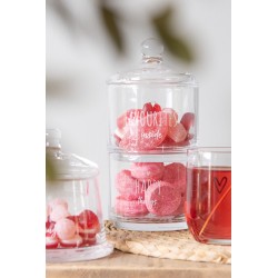 Clayre & Eef Storage Jar Lid Ø 10x21 cm Glass Round Heart Happy things / Favourites inside