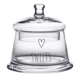 Clayre & Eef Storage Jar Lid Ø 12x13 cm Glass Round Heart Sweets