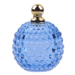 Clayre & Eef Glass Jar Ø 9x11 cm Blue Glass