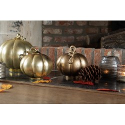 Clayre & Eef Decoration Pumpkin Ø 15x15 cm Gold colored Glass