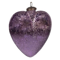 Clayre & Eef Weihnachtskugel Herz 9 cm Violett Glas Herzförmig