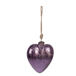 Clayre & Eef Palla di natale Cuore 16 cm Viola Vetro A forma di cuore