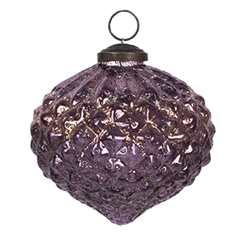 Clayre & Eef Boule de Noël Ø 8x8 cm Violet Verre