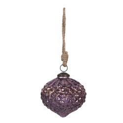 Clayre & Eef Christmas Bauble Ø 8x8 cm Purple Glass