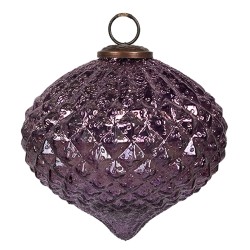 Clayre & Eef Christmas Bauble Ø 13x11 cm Purple Glass