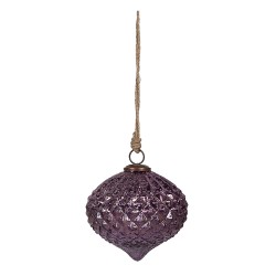 Clayre & Eef Boule de Noël Ø 13x11 cm Violet Verre