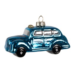 Clayre & Eef Ornement de Noël Voiture 5 cm Bleu Verre